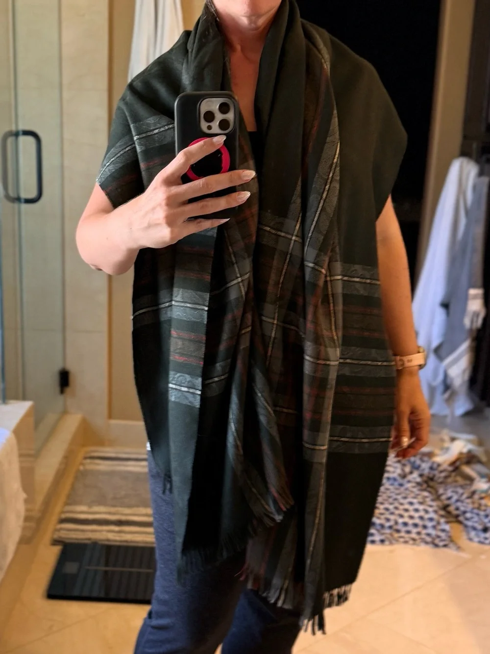 Calzeat of Scotland Pure New Wool Green Tartan Scarf Shawl Wrap Made In Scotland
